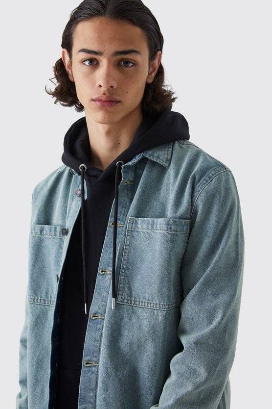 Langärmliges Denim-Overshirt