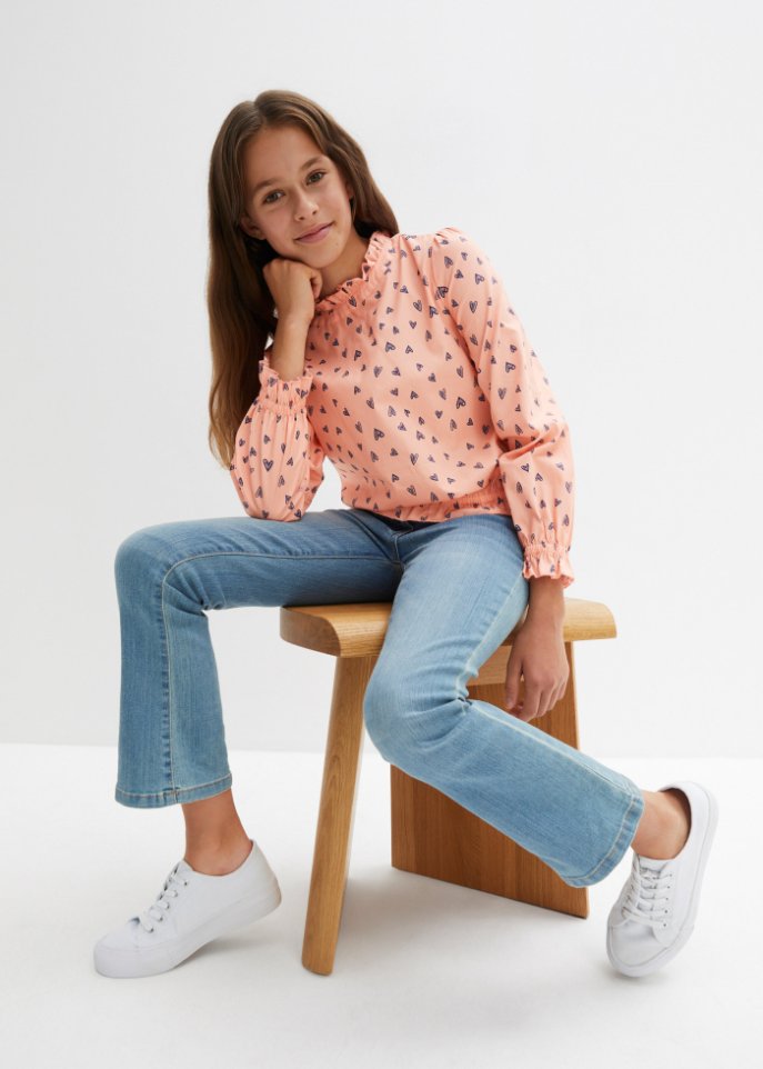 Mädchen Bluse mit Stehkragen