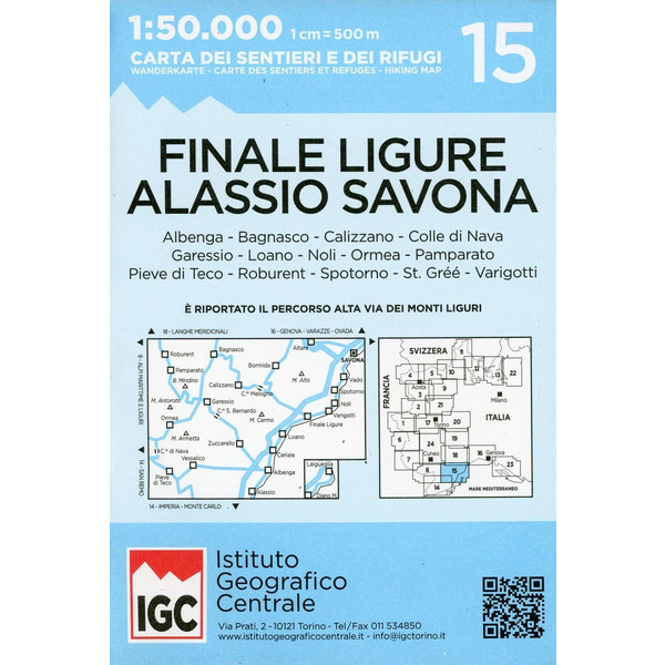 IGC Italien 1 : 50 000 Wanderkarte 15 Albenga Alassio Savona - Wanderkarte