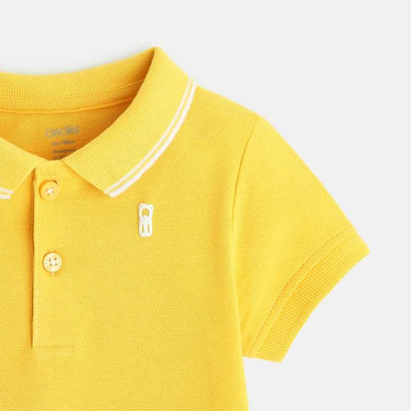 Polo maille piquée uni jaune bébé garçon