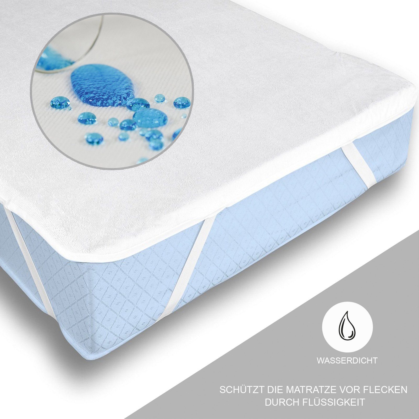 Matratzenschoner Buymax, Wasserdichter Matratzenschoner bis 90° Waschbar, Matratzenschutz