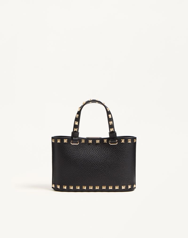 Mini Rockstud indkøbstaske i granatrødt kalveskind