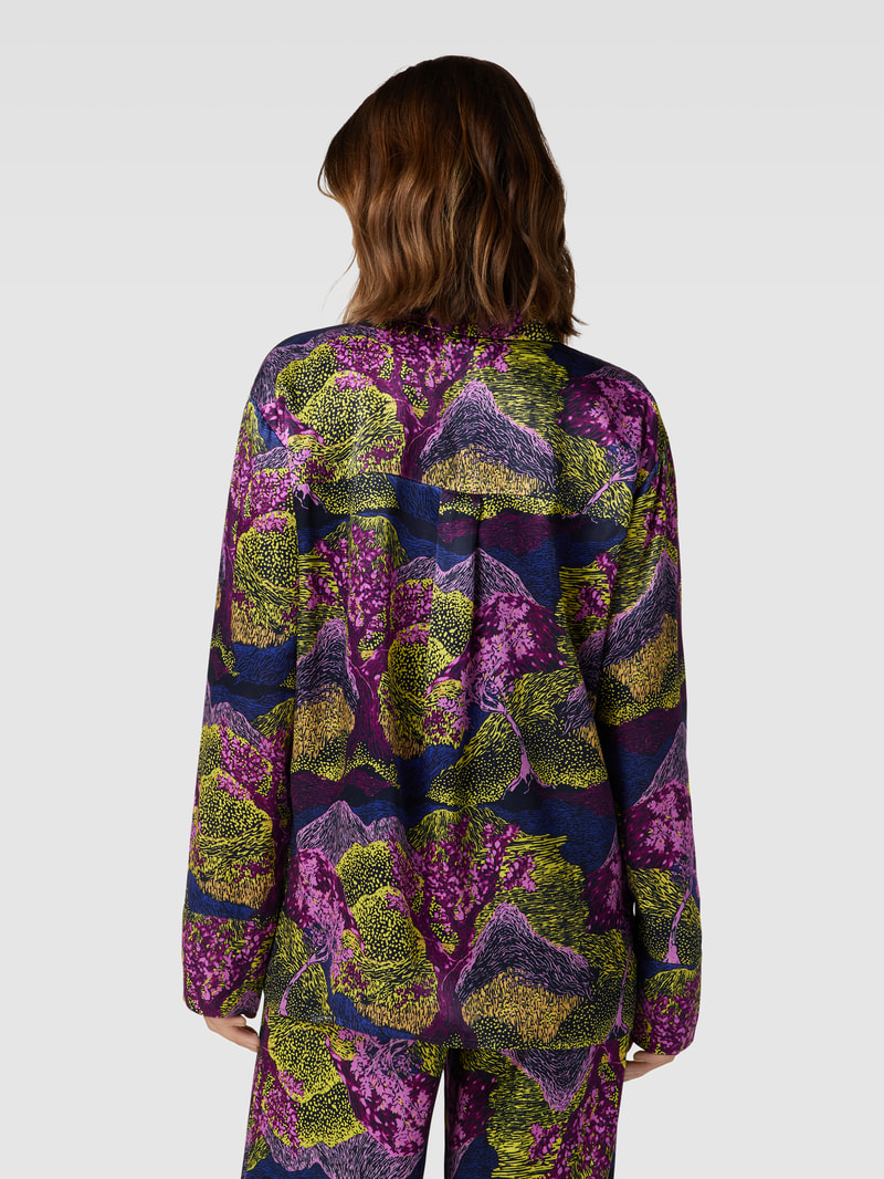 Oversized Hemdbluse mit durchgehender Knopfleiste in aubergine
