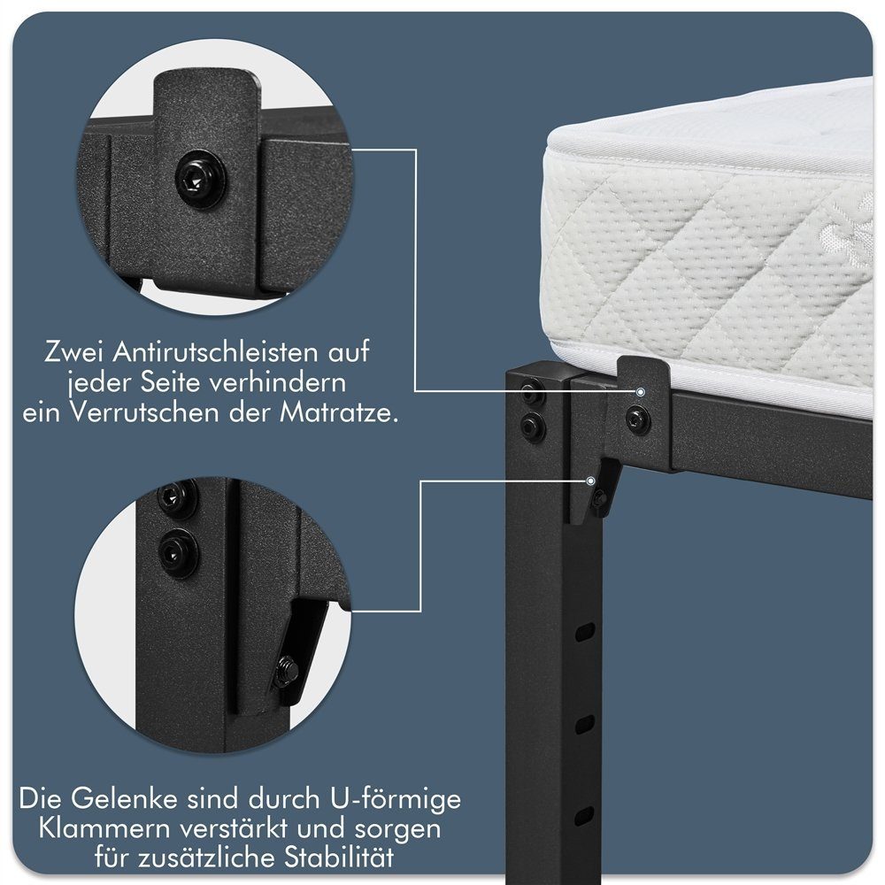 Yaheetech Metallbett, Bettrahmen 36cm H mit Lattenrost, Bettgestell aus Metall
