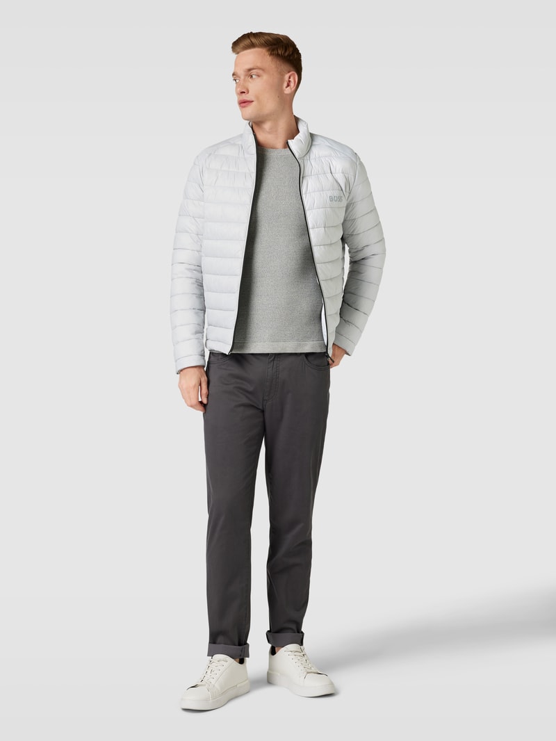 Steppjacke mit Label-Print Modell 'Calanos' in mittelgrau