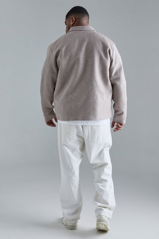 Plus strukturierte smarte Jacquard Cargo-Jacke aus Baumwolle