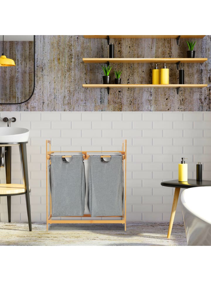 relaxdays Wäschekorb 2 Fächer mit Ablage günstig kaufen onesize