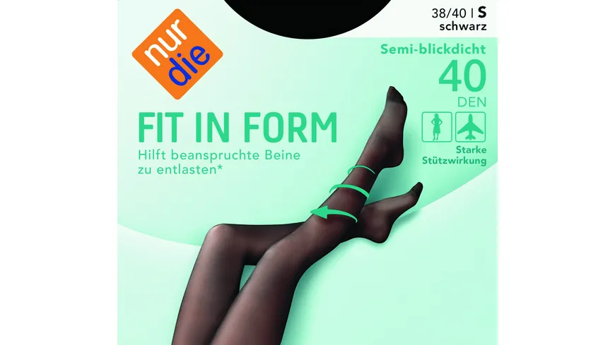 NUR DIE Damen Feinstrumpfhose Fit in Form 40 DEN schwarz