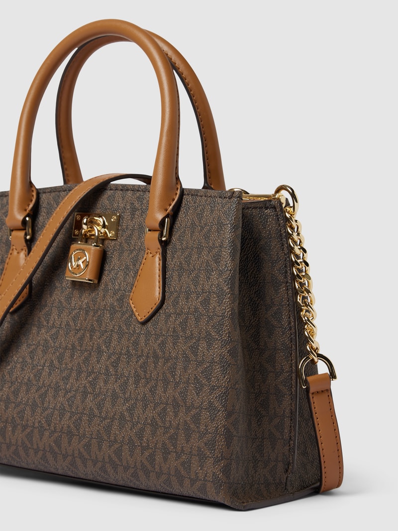Handtasche mit Allover-Logo Modell 'RUBY' in mittelbraun