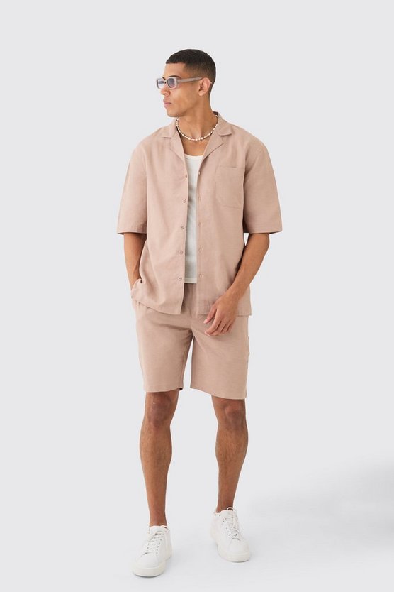 Leinen-Hemd mit Taschen-Detail & Shorts