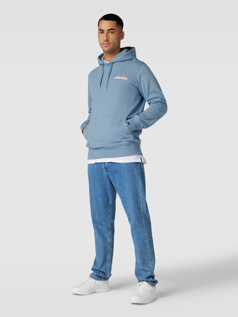 Hoodie mit Label-Print Modell 'Olevano' in hellblau