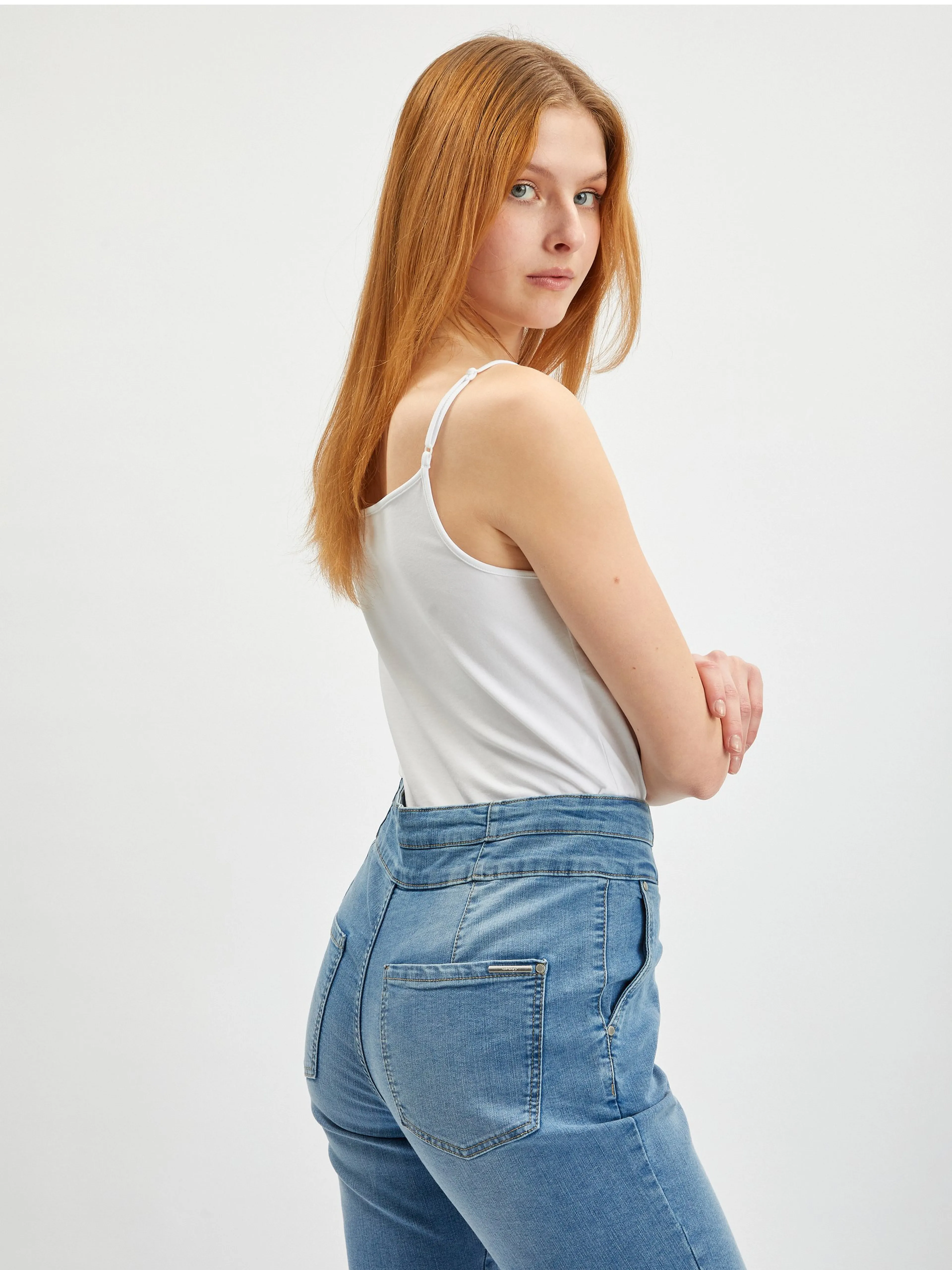 Blaue Damen-Cropped-Jeans mit schmaler Passform ORSAY
