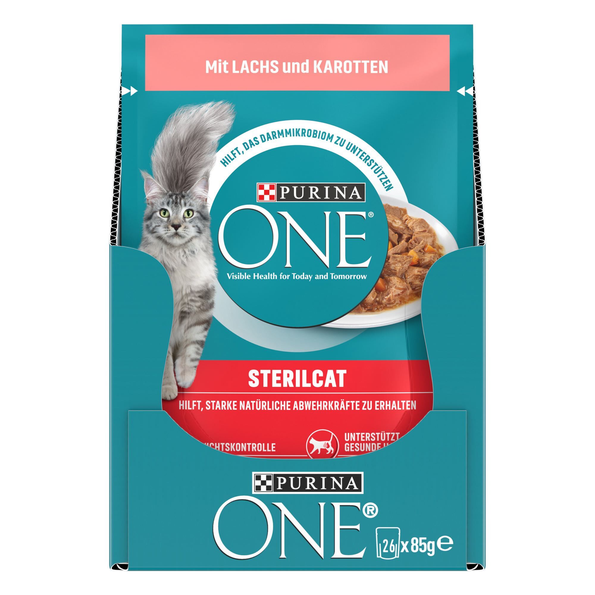 Purina ONE Nassfutter Purina ONE Sterilcat 26x85g mit Lachs und Karotten