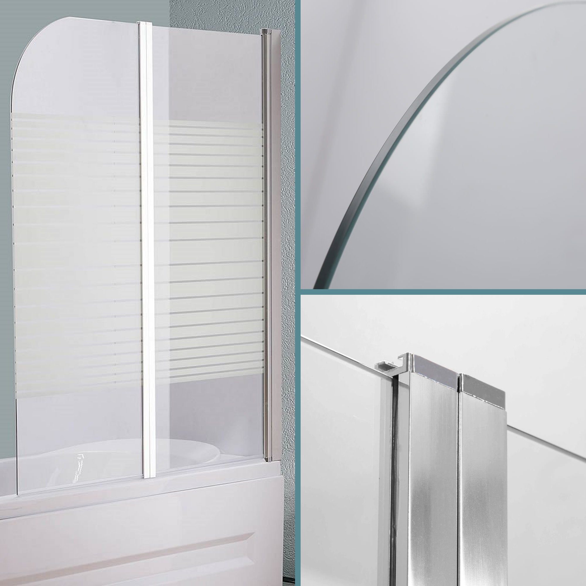 Melko Badewannenaufsatz Badewannenaufsatz Badewannentrennwand Duschabtrennung aus ESG Sicherheitsglas Duschkabine Dusche Streifen Duschwand Nischentür Duschtrennwand Duschtür, (Stück), ESG Sicherheitsglas