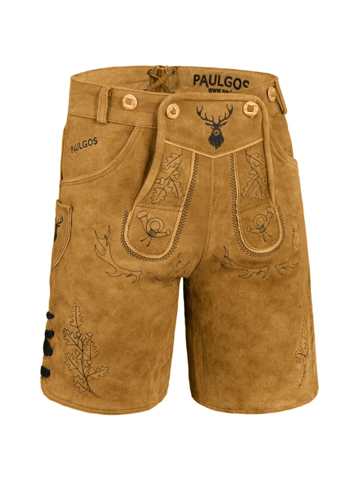 PAULGOS Lederhose Kurz Echtleder HK5 in Hellbraun günstig kaufen
