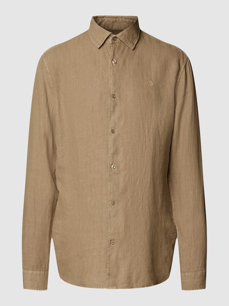 Freizeithemd mit Label-Stitching in haselnuss braun