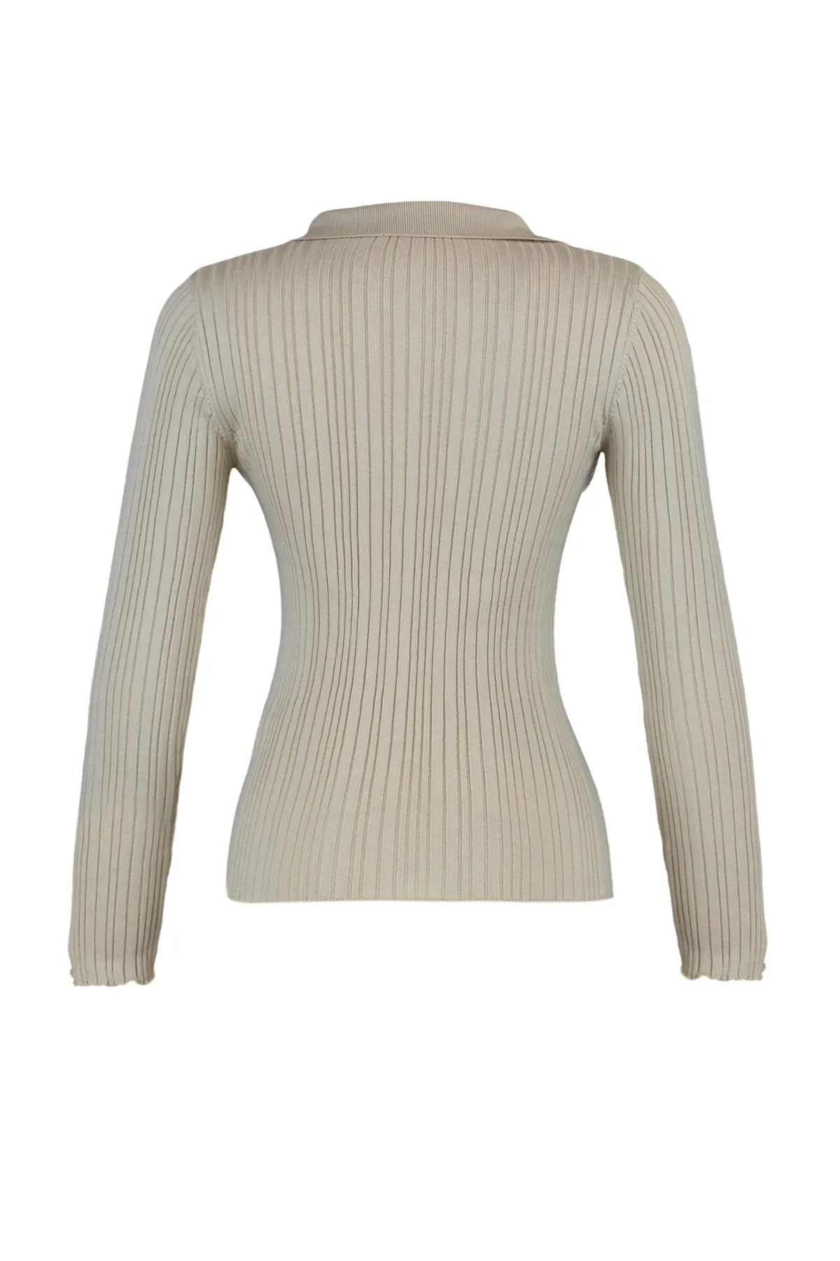Trendyol Collection  Steinfarbener Strickcardigan mit Polokragen TWOAW20HI0070