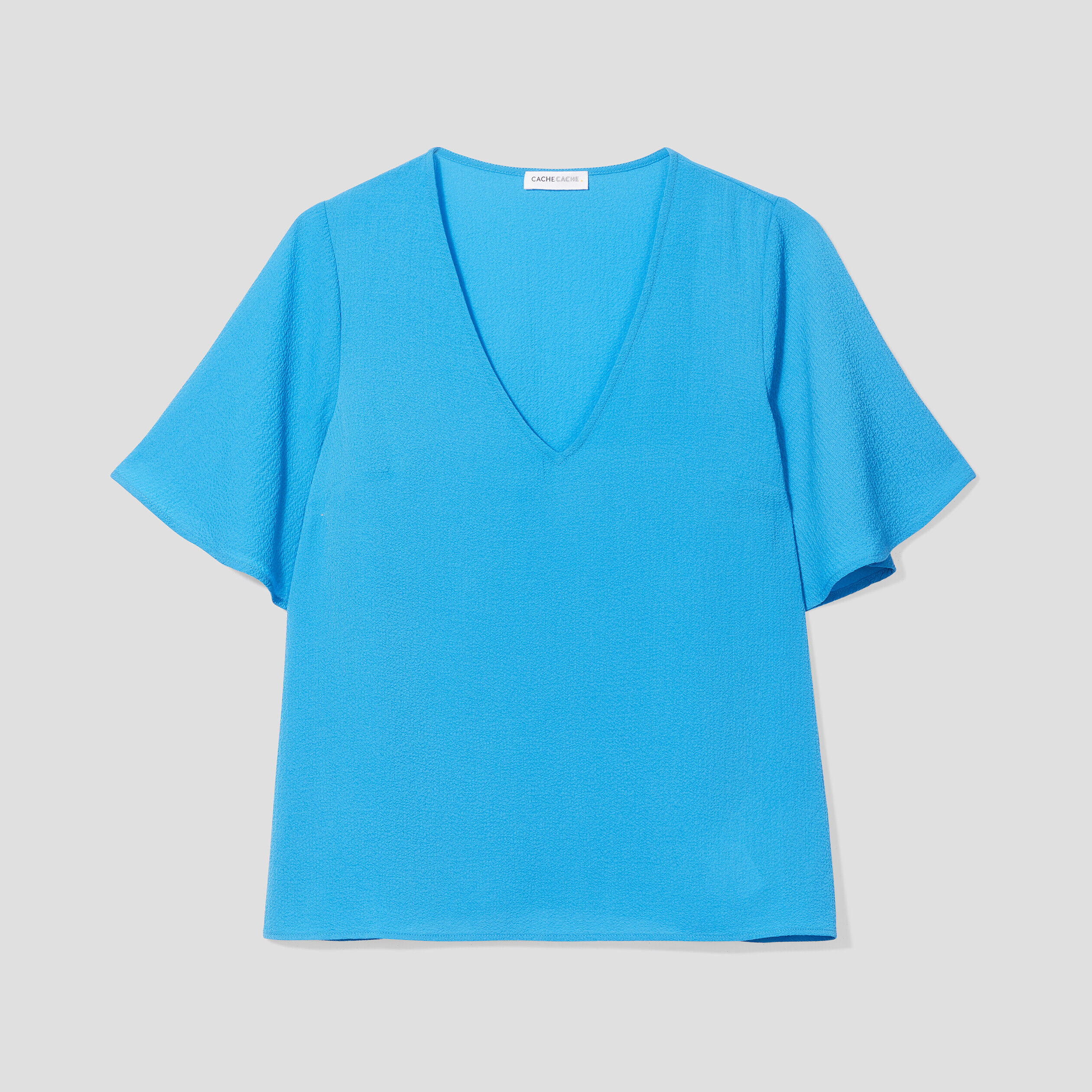 Blouse manches courtes bleu femme | Cache Cache