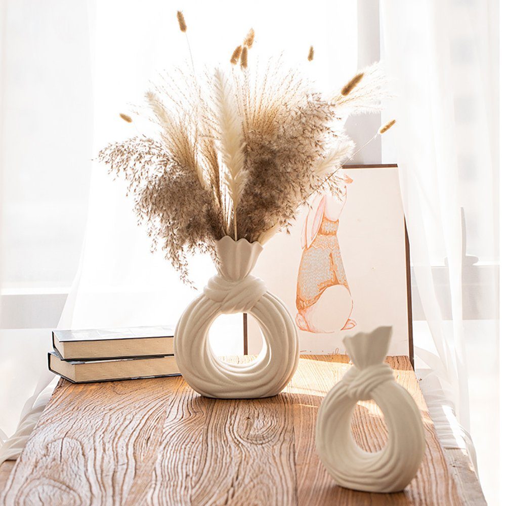 SCOHOME Dekovase Keramik vase beige Moderne deko (1 St., Geeignet für Wohnzimmer, Schlafzimmer), Kunst Vase Runde Form Vasen