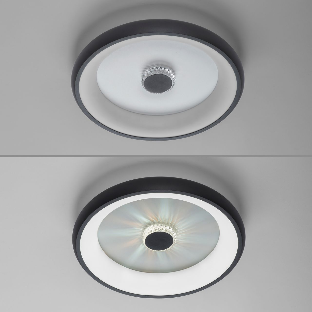 JUST LIGHT LED Deckenleuchte VERTIGO, CCT, dimmbar, Fernbedienung, Ø46,5 cm, Kristall-Effekt