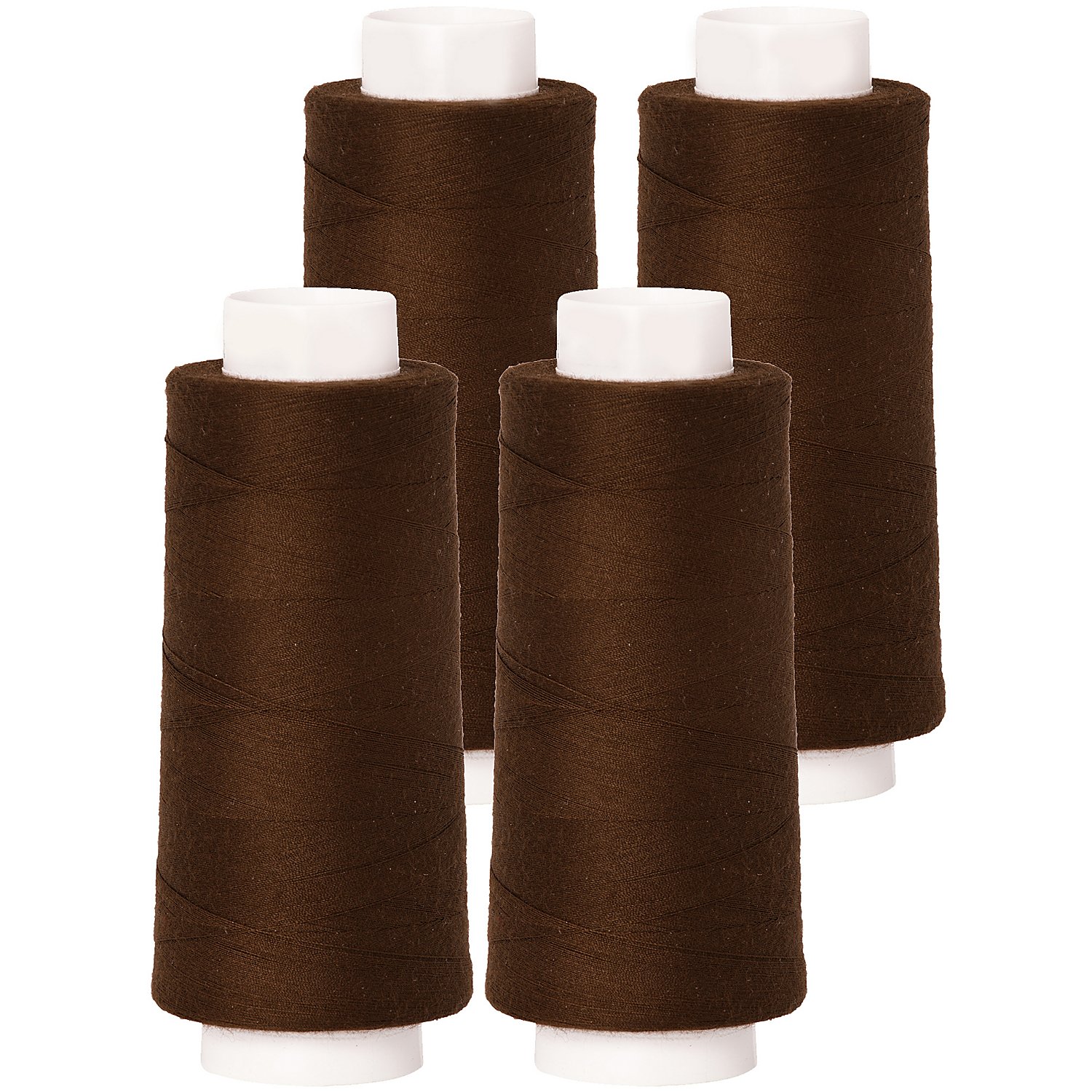 buttinette Overlockgarn im 4er-Pack, Stärke 120, 2500m-Spule, braun