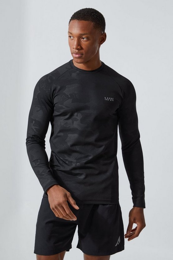 Nahtloses Man Active Oberteil mit Camouflage-Print
