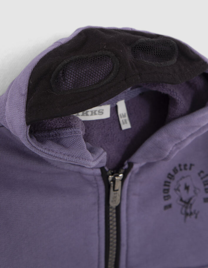 Cardigan violet print dos à capuche bébé garçon