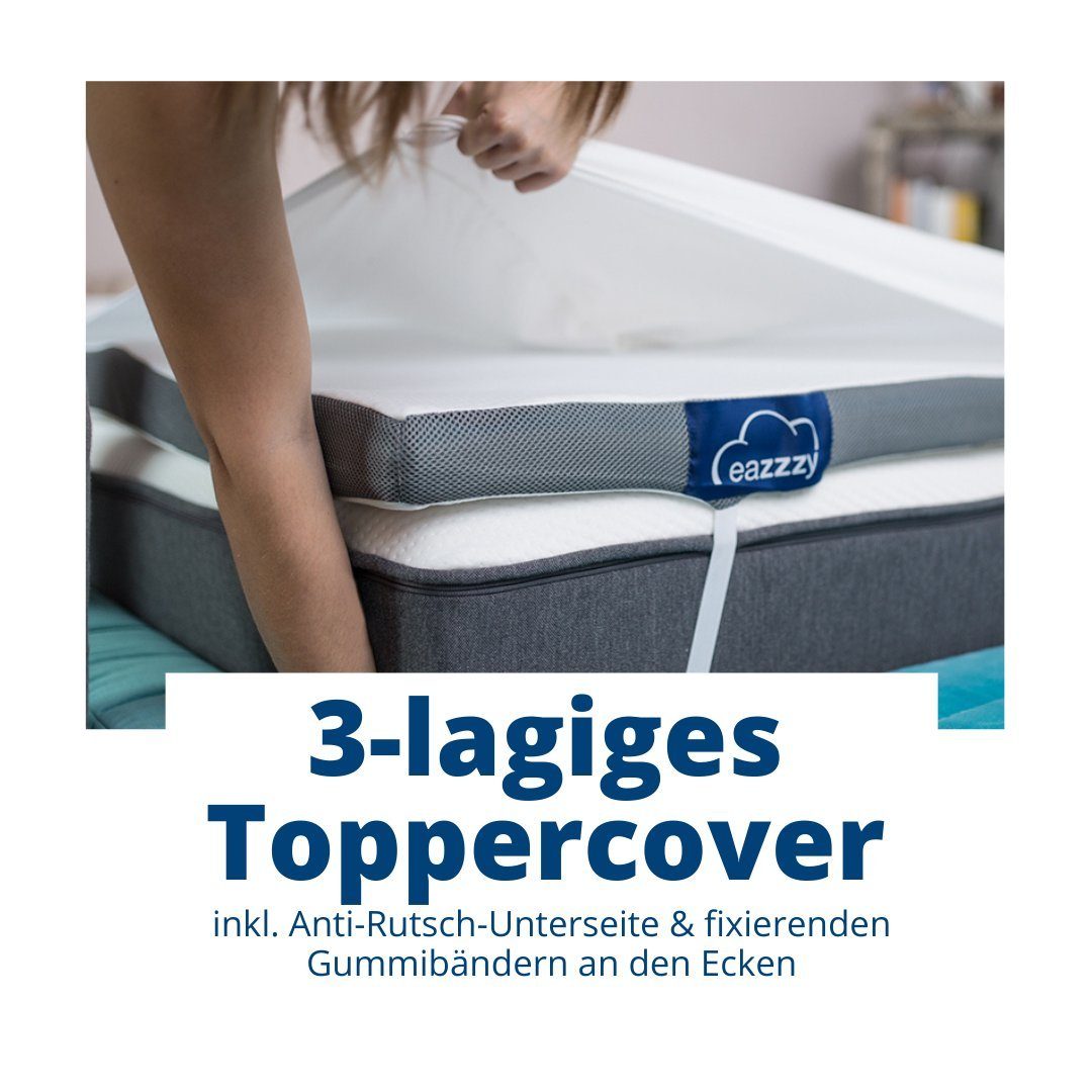 Topper Eazzzy Deluxe Matratzentopper H2 H3 orthopädisch, Genius, 9 cm hoch, Gelschaumtopper für Matratze Boxspringbett, Allergiker geeignet