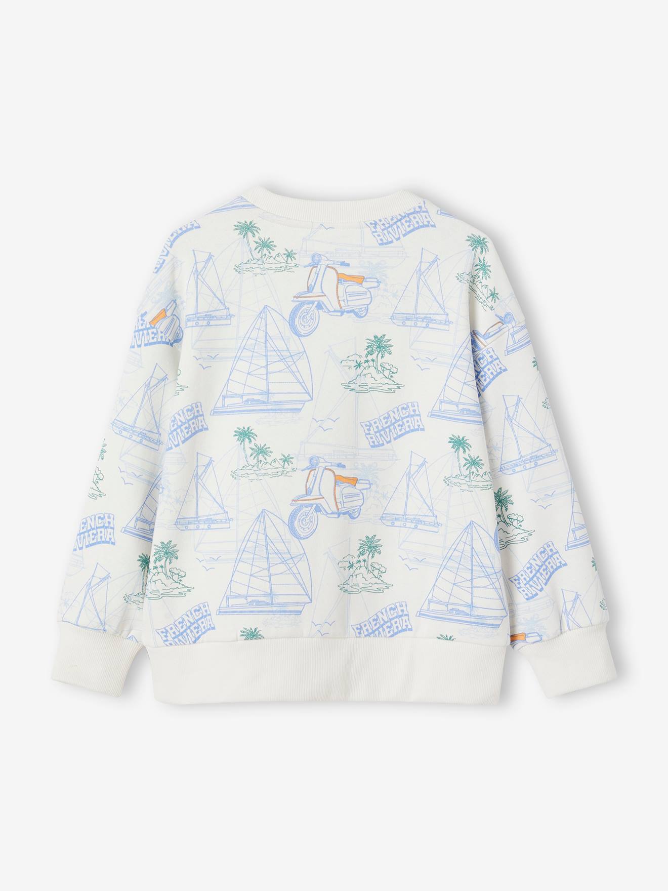 Vertbaudet Jungen Sweatshirt mit Print & Recycling-Polyester - weiß bedruckt