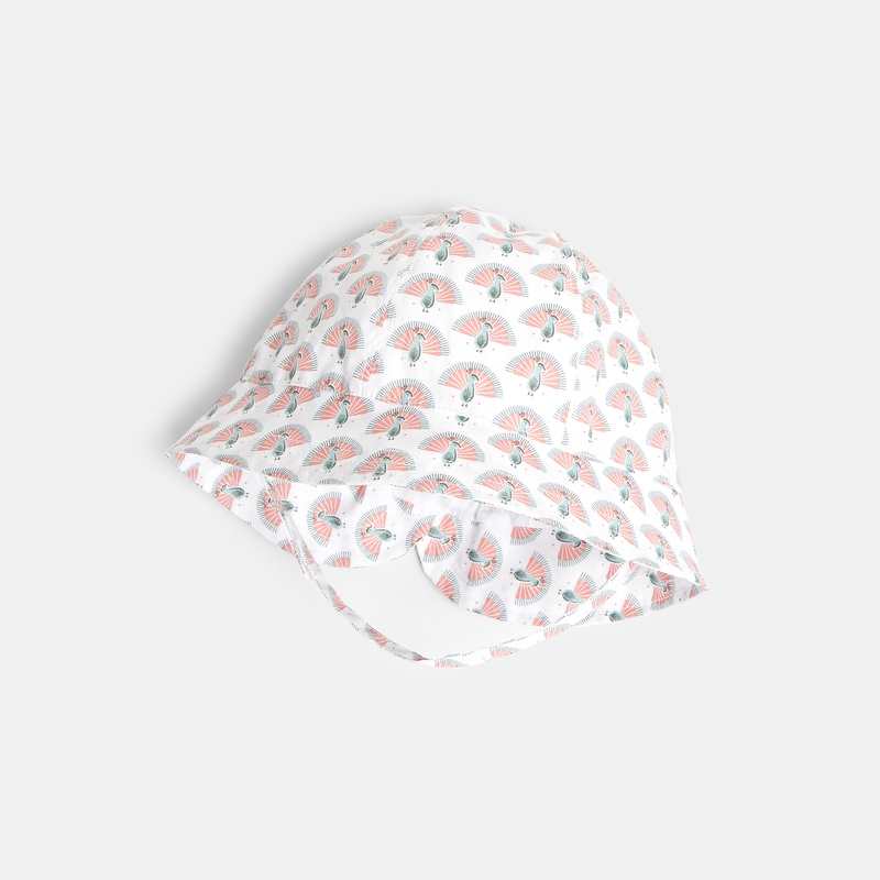 Chapeau de soleil imprimé paons bébé fille