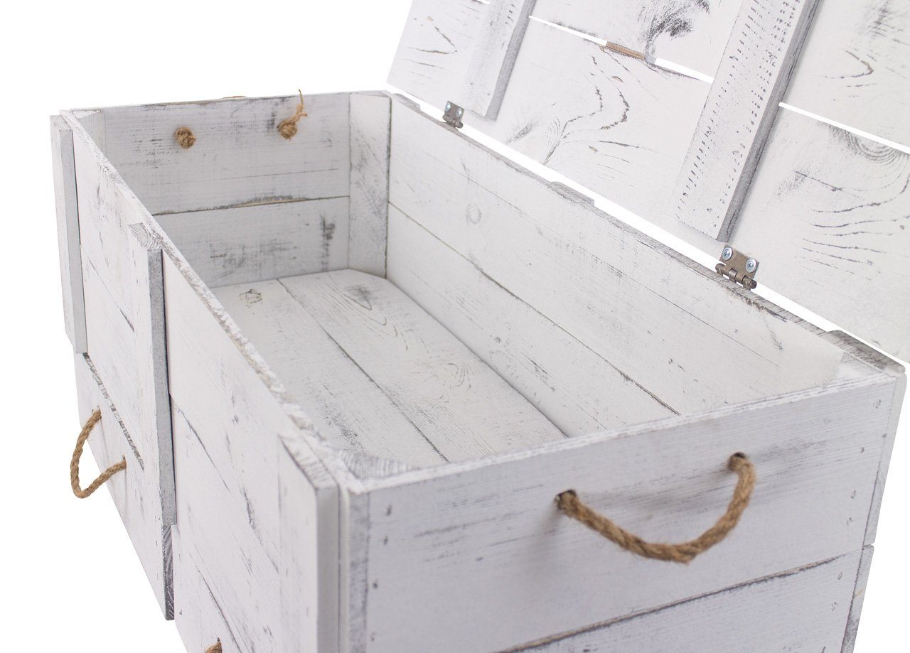 Kistenkolli Altes Land Allzweckkiste grosse shabby weiss Holztruhe Kalle mit Schubladen und Deckel