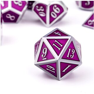 Metal & Enamel Dice Set Ultraviolet & Silver (7)