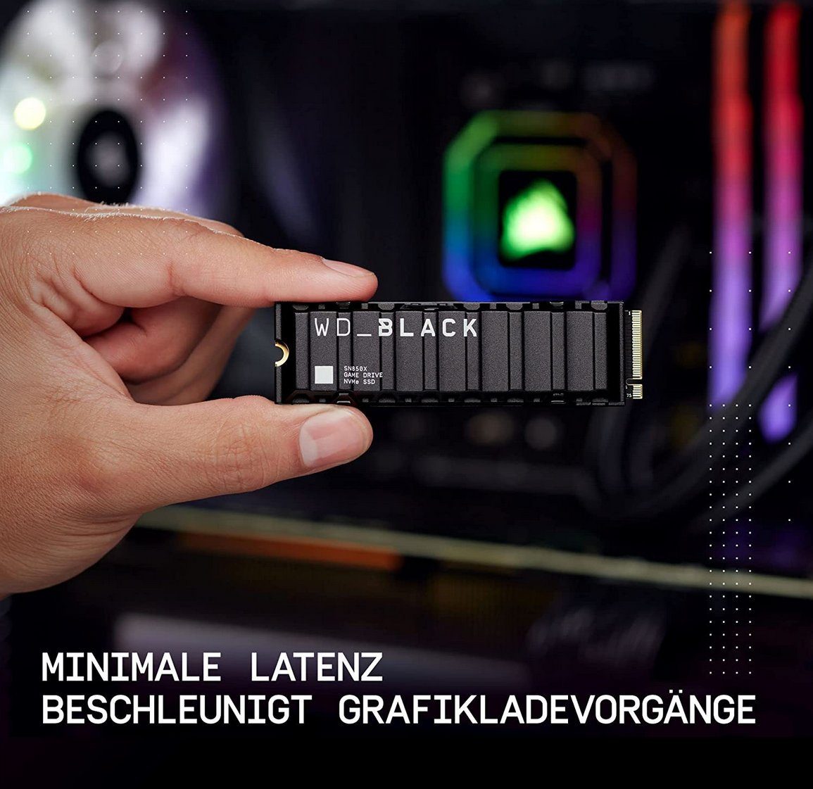 WD_Black SN850X NVMe with Heatsink interne Gaming-SSD (1 TB) 7300 MB/S Lesegeschwindigkeit, 6600 MB/S Schreibgeschwindigkeit, PCI Express 4.0
