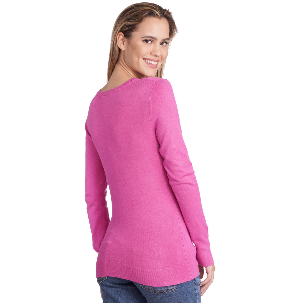 Damen Feinstrickpullover mit V-Ausschnitt
