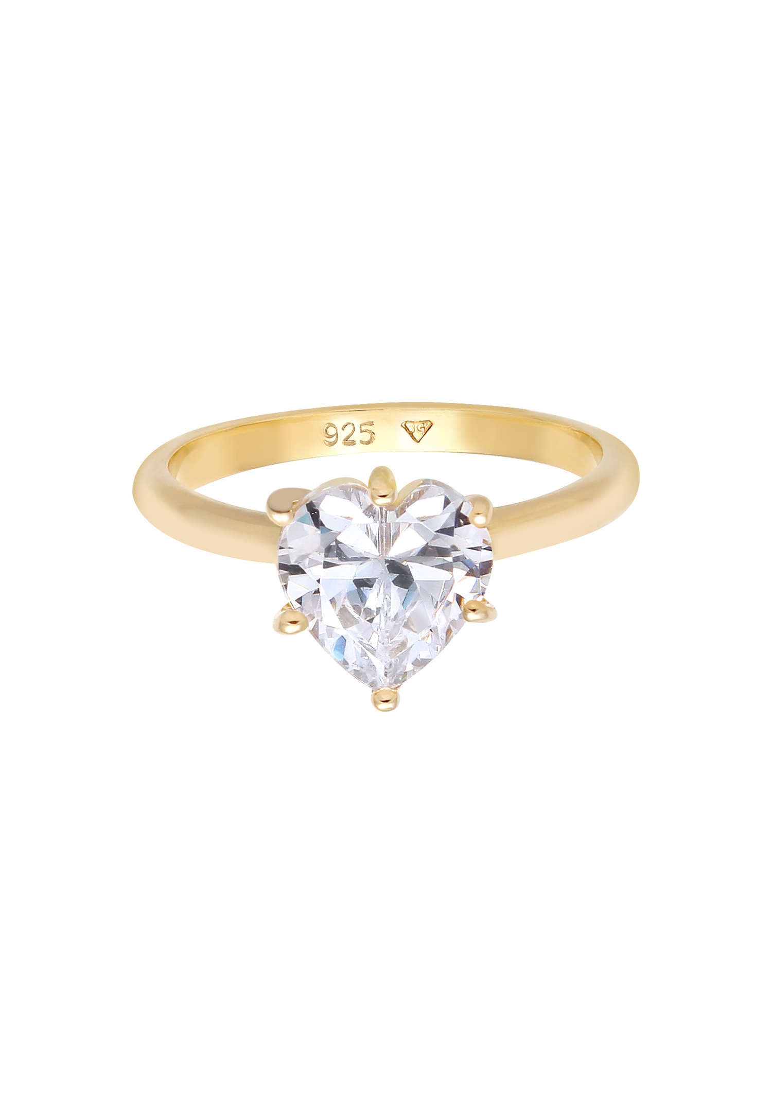 Anello da donna Elli con solitario a forma di cuore e cristallo di zircone cubico in argento sterling 925.