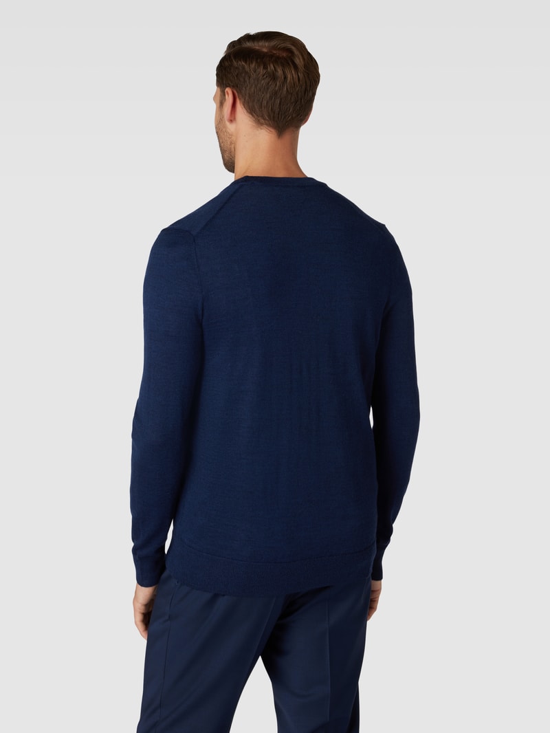 Strickjacke mit V-Ausschnitt und Knopfleiste in dunkelblau meliert