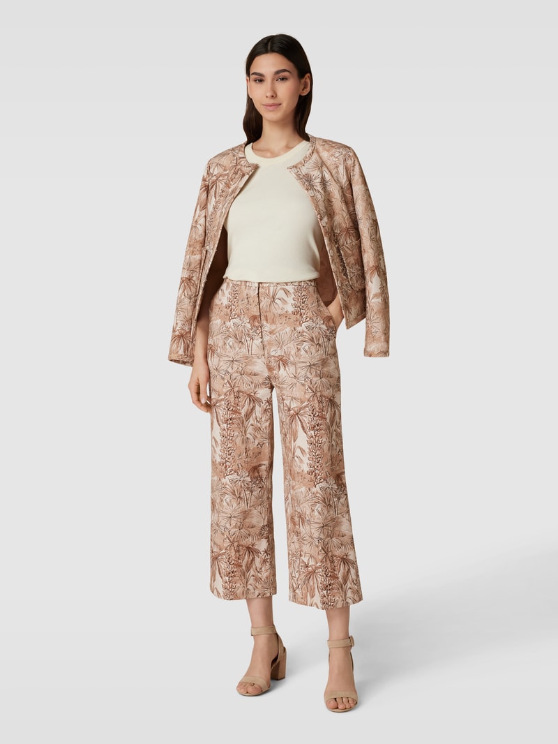 Hose mit Allover-Muster Modell 'CALERNO' in cognac