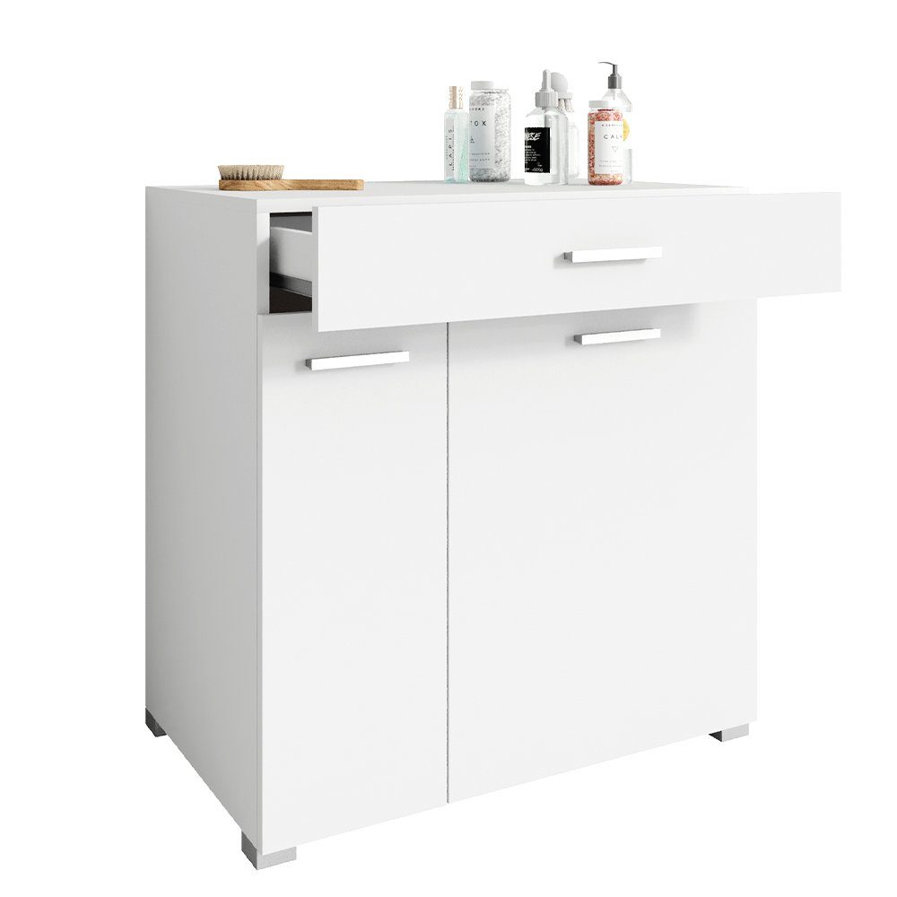 Vicco Wäscheschrank Wäschekorb Badschrank MATTEO XL 2xKipptür Weiß