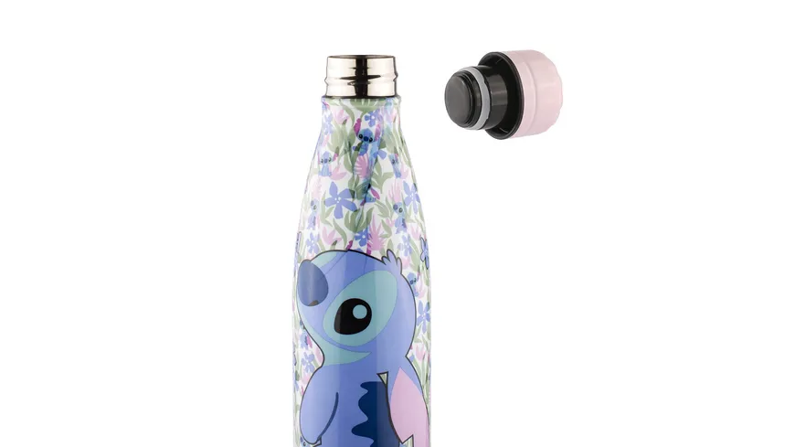 Stitch Trinkflasche aus Edelstahl - auslaufsicheres Deckeldesign - 500ml - Rosa