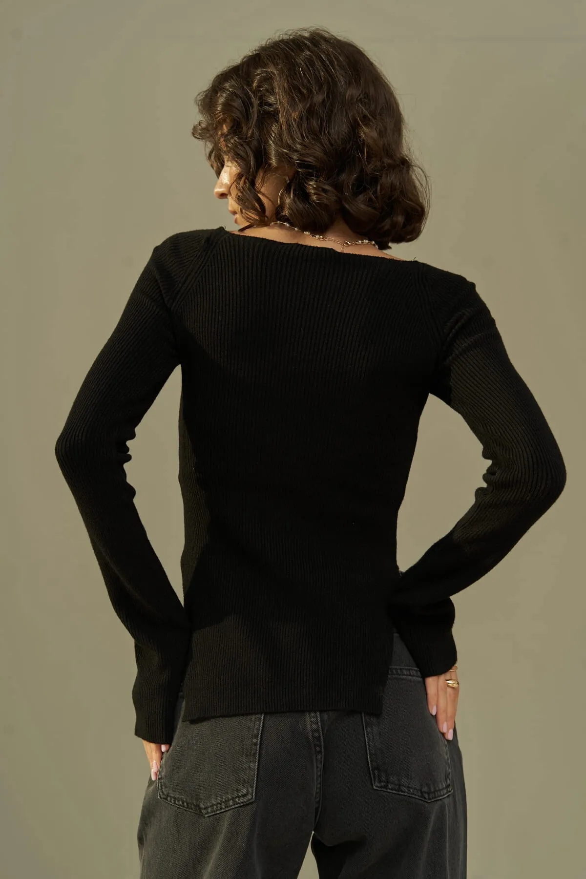 MAİ COLLECTİON  Change Schwarze Strickbluse
