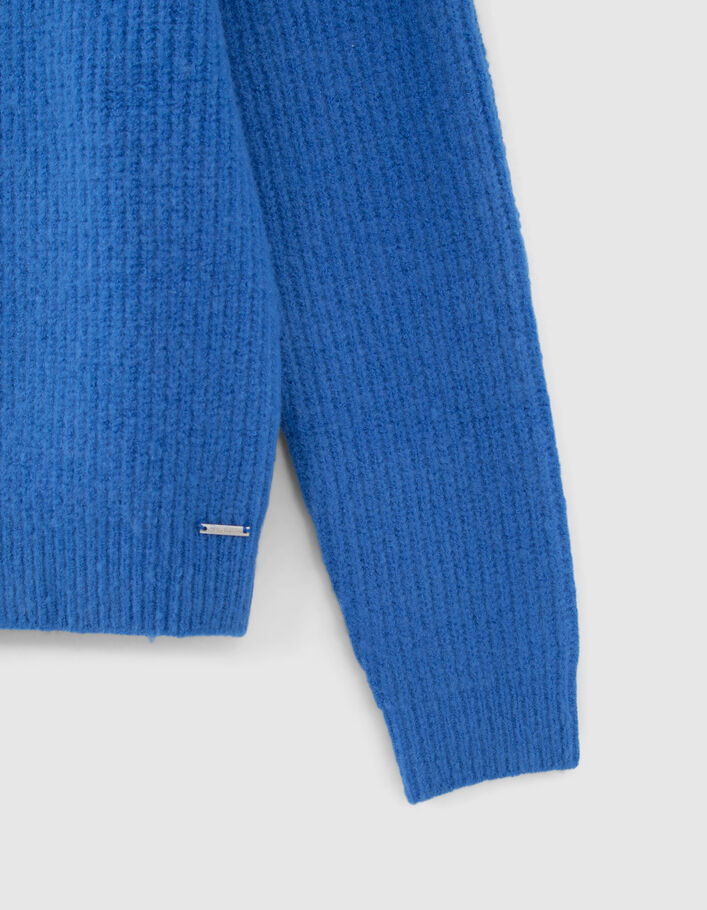 Cardigan bleu cropped en tricot fille