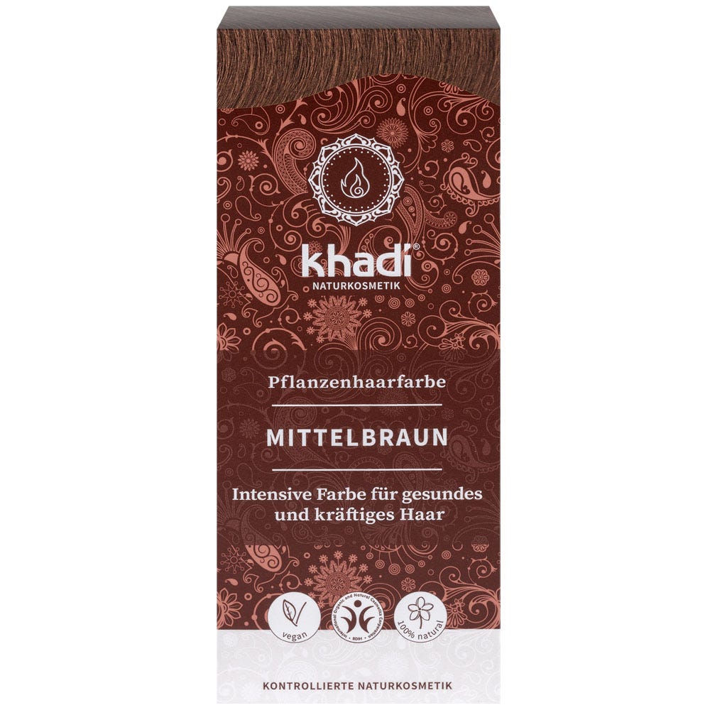 Khadi Pflanzenhaarfarbe Mittelbraun 100 g
