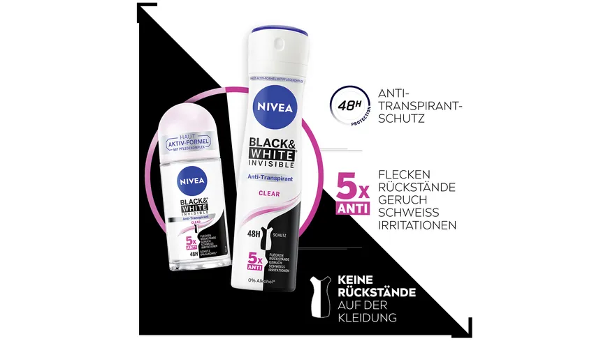 NIVEA Deo Roll-On Black+White Invisible Clear Anti-Transpirant 50 ml