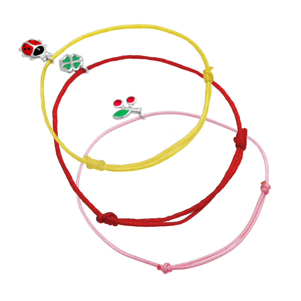 Elli Elli Bracelet Ensemble pour enfants coccinelle Clover Leaf Cherry Set Cute Colorf Bracelet