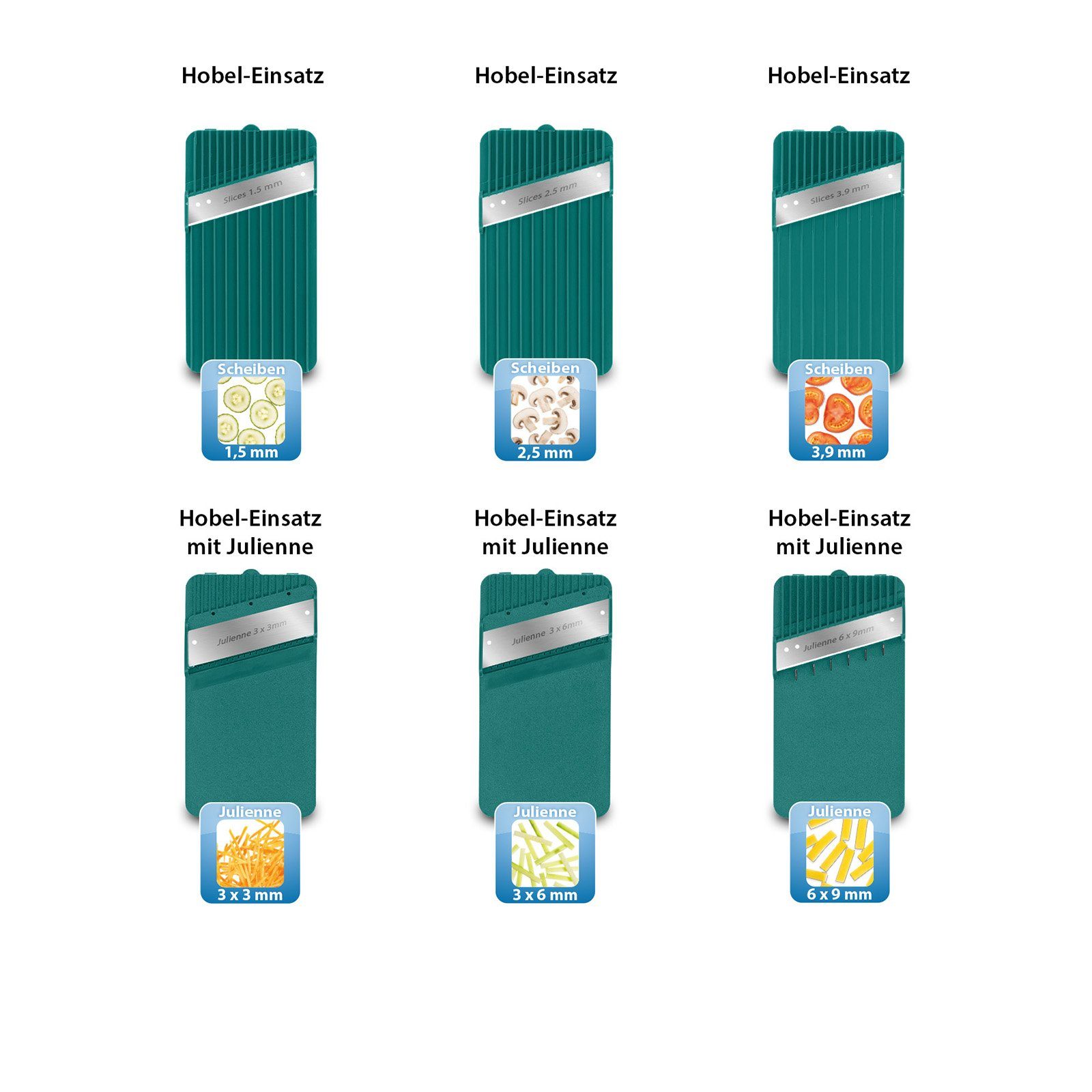 Genius Gemüsehobel Genius Nicer Dicer Mando Gemüseschneider 12-tlg., Gemüsehobel manuell, (12 tlg., Deluxe Set), extra-scharfe Klingen aus Edelstahl in G-NOX-Qualität