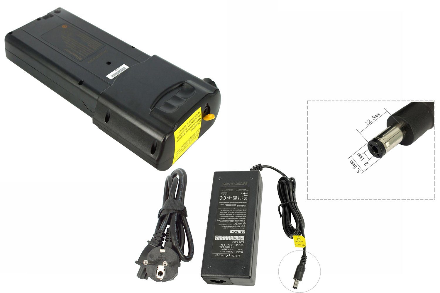 PowerSmart KL36HS92B LEB36HS92B E-Bike Akku Pedelec 14Ah für Curtis, Cyco, ebikesolutions, ELFEI, e-Motion, ENIK mit 2A Ladegerät Li-ion 14000 mAh (36 V)