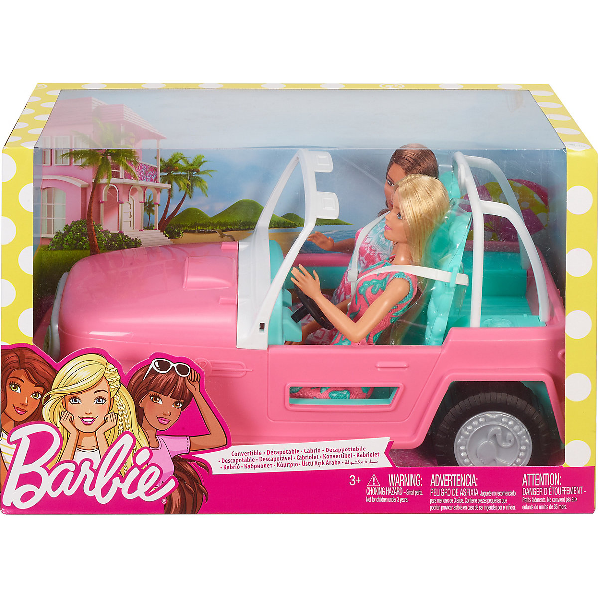 Barbie Pink Jeep mit zwei Puppen