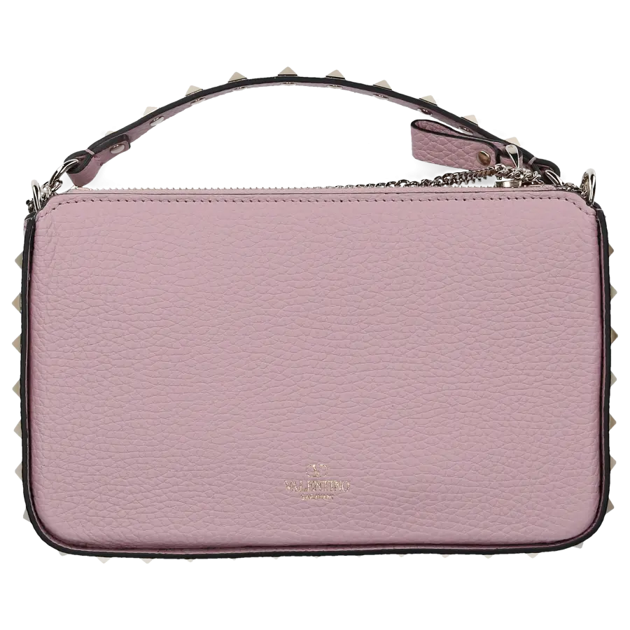 Valentino Garavani - Schultertasche ROCKSTUD CHAIN Kalbsleder - pink