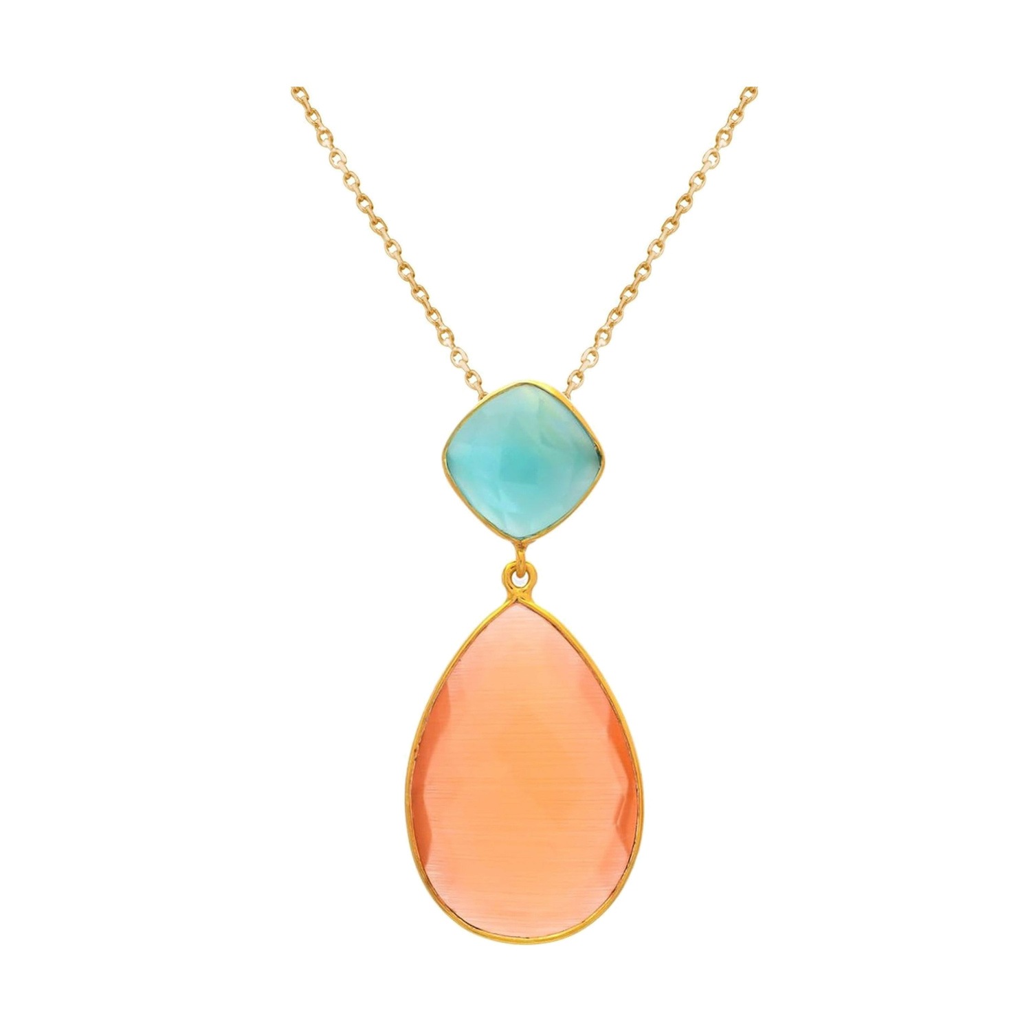 Kette mit Anhänger 'Chalcedon Tropfen'