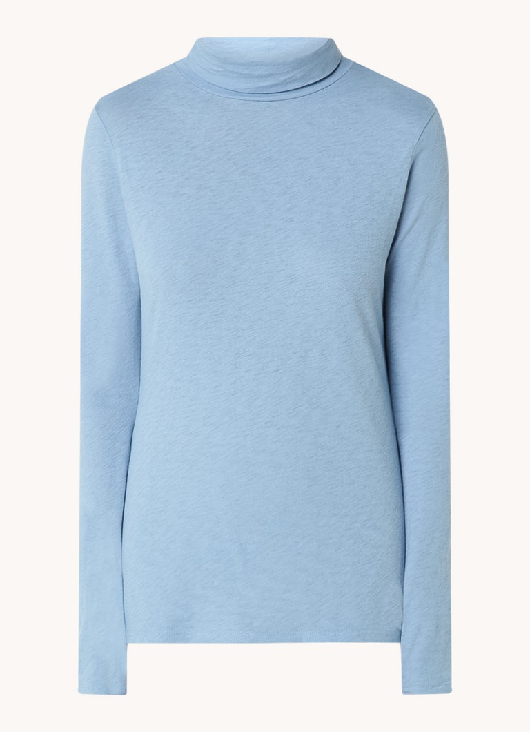 Tricou Marc O'Polo din denim elastic cu mânecă lungă și guler înalt